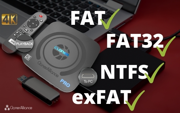 ClonerAlliance UHD Pro works with all formats of USB flash drives